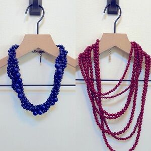Bauble Bar Statement Necklaces, Sapphire Blue and Cranberry, Excellent Condition